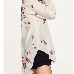 Zara Premium Denim Collection blouse flower